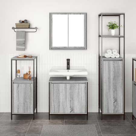 Conjunto de Muebles de Baño de 3 Piezas en Madera Ingenierizada Gris Sonoma de , Tocadores de baño - Ref: Foro24-3328397, Pre...