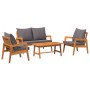Juego de Bistro de 4 Piezas con Cojines de Madera Maciza de Acacia de , Sofás de exterior - Ref: Foro24-3328606, Precio: 388,...