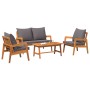 Juego de Bistro de 4 Piezas con Cojines de Madera Maciza de Acacia de , Sofás de exterior - Ref: Foro24-3328606, Precio: 388,...