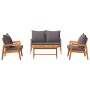 Juego de Bistro de 4 Piezas con Cojines de Madera Maciza de Acacia de , Sofás de exterior - Ref: Foro24-3328606, Precio: 388,...