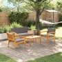 Conjunto de Bistro de 4 Piezas con Cojines - Madera Maciza de Acacia de , Sofás de exterior - Ref: Foro24-3328614, Precio: 34...