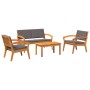 Conjunto de Bistro de 4 Piezas con Cojines - Madera Maciza de Acacia de , Sofás de exterior - Ref: Foro24-3328614, Precio: 34...