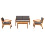 Conjunto de Bistro de 4 Piezas con Cojines - Madera Maciza de Acacia de , Sofás de exterior - Ref: Foro24-3328614, Precio: 34...