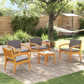 Conjunto Bistro de 5 Piezas con Cojines - Madera Maciza de Acacia de , Sofás de exterior - Ref: Foro24-3328620, Precio: 364,4...
