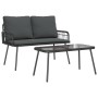 Conjunto de Comedor de Jardín de 2 Piezas con Cojines Ratán Poliéster Negro de , Sillas de jardín - Ref: Foro24-3328646, Prec...