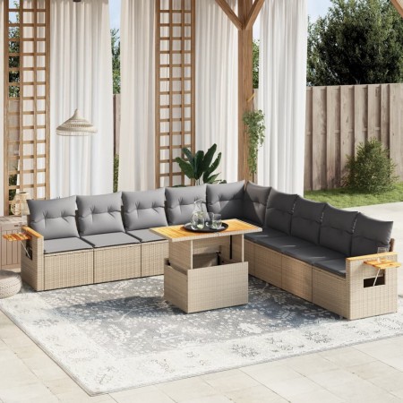 Set de sofás de jardín 11pzas con cojines ratán sintético beige en Conjuntos de jardín | Comprar online en Foru.es