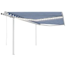 Toldo automático LED sensor de viento azul blanco 4,5x3 m de vidaXL, Toldos - Ref: Foro24-3069971, Precio: 707,85 €, Descuent...