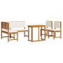 Conjunto de Comedor de Jardín de 4 Piezas con Cojines - Madera Maciza de Acacia de , Bancos de jardín - Ref: Foro24-3329101, ...