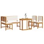 Conjunto de Comedor de Jardín de 4 Piezas con Cojines - Madera Maciza de Acacia de , Bancos de jardín - Ref: Foro24-3329101, ...