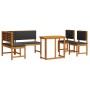 Juego de Comedor de Jardín de 4 Piezas con Cojines de Madera Sólida de Acacia de , Bancos de jardín - Ref: Foro24-3329102, Pr...