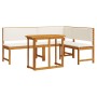 Set de Bistro de Jardín de 3 Piezas con Cojines de Madera Maciza de Acacia de , Bancos de jardín - Ref: Foro24-3329107, Preci...