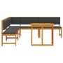 Conjunto de Comedor para Jardín de 4 Piezas con Cojines de Madera Maciza de Acacia de , Bancos de jardín - Ref: Foro24-332911...