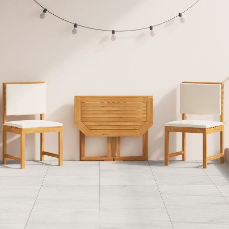 Conjunto Bistro de Jardín de 3 Piezas con Cojines de Madera Sólida de Acacia de , Mesas de jardín - Ref: Foro24-3329111, Prec...