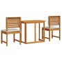 Conjunto Bistro de Jardín de 3 Piezas con Cojines de Madera Sólida de Acacia de , Mesas de jardín - Ref: Foro24-3329111, Prec...