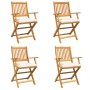 Sillas de Jardín Plegables con Cojín Blanco 4pcs de Madera Maciza de Acacia de , Sillas de jardín - Ref: Foro24-3329123, Prec...