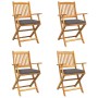 Sillas de jardín plegables con cojín gris 4pcs de madera maciza de acacia de , Sillas de jardín - Ref: Foro24-3329124, Precio...