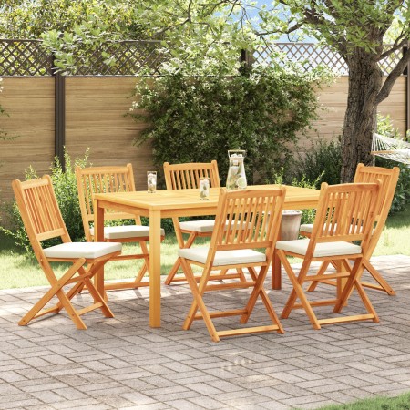 Sillas de jardín plegables con cojín blanco 6pcs de madera maciza de acacia de , Sillas de jardín - Ref: Foro24-3329125, Prec...