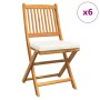 Sillas de jardín plegables con cojín blanco 6pcs de madera maciza de acacia de , Sillas de jardín - Ref: Foro24-3329125, Prec...