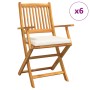 Sillas de Jardín Plegables con Cojín Blanco 6pcs de Madera Sólida de Acacia de , Sillas de jardín - Ref: Foro24-3329127, Prec...