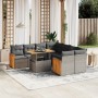 Set de muebles de jardín 9 pzas y cojines ratán sintético gris en Conjuntos de jardín | Comprar online en Foru.es