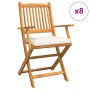 Sillas de jardín plegables con cojín blanco 8 piezas de madera maciza de acacia de , Sillas de jardín - Ref: Foro24-3329131, ...