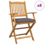 Sillas de jardín plegables con cojín gris 8pcs de madera maciza de acacia de , Sillas de jardín - Ref: Foro24-3329132, Precio...