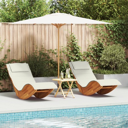 Tumbona de Sol Juego de 2 Crema, Madera Natural de , Sillas de jardín - Ref: Foro24-3329134, Precio: 333,25 €, Descuento: %