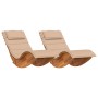 Tumbona de sol Set de 2 Beige Madera y tela tapizada Grande de , Sillas de jardín - Ref: Foro24-3329136, Precio: 263,76 €, De...