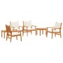 Conjunto de Comedor de Jardín de 6 Piezas con Cojines de Madera Sólida de Acacia de , Sofás de exterior - Ref: Foro24-3331815...