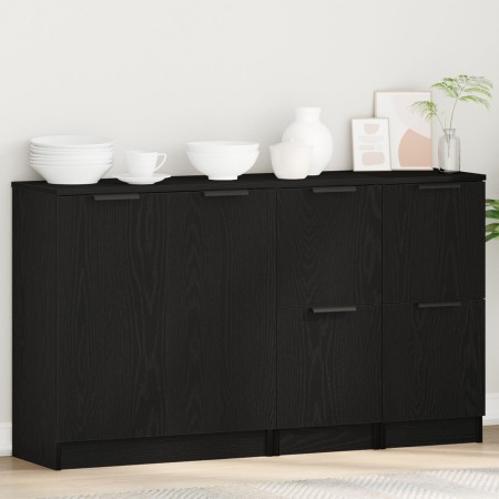 Buffets 3 pcs Madera de Roble Negro de , Aparadores - Ref: Foro24-3332500, Precio: 128,14 €, Descuento: %