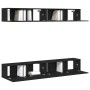 Set de mueble para TV de 4 piezas, montado en la pared, de madera de roble negro de , Muebles TV - Ref: Foro24-3333050, Preci...