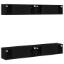 Set de mueble para TV de 4 piezas, montado en la pared, de madera de roble negro de , Muebles TV - Ref: Foro24-3333050, Preci...