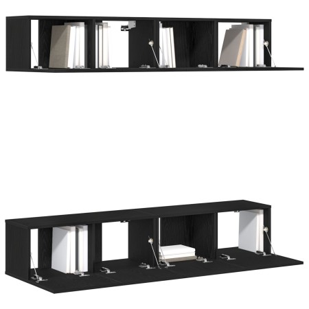 Conjunto de 4 piezas de gabinete de TV de pared de en madera de roble negro de , Muebles TV - Ref: Foro24-3333051, Precio: 17...