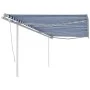 Toldo manual retráctil con postes azul y blanco 6x3 m de vidaXL, Toldos - Ref: Foro24-3069996, Precio: 659,03 €, Descuento: %