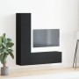 Conjunto de Gabinete de TV Montado en la Pared de 3 Piezas de en Madera Ingenierada de Roble Negro de , Muebles TV - Ref: For...