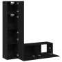 Conjunto de Gabinete de TV Montado en la Pared de 3 Piezas de en Madera Ingenierada de Roble Negro de , Muebles TV - Ref: For...
