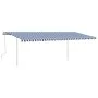 Toldo manual retráctil con postes azul y blanco 6x3 m de vidaXL, Toldos - Ref: Foro24-3069996, Precio: 659,03 €, Descuento: %