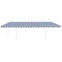 Toldo manual retráctil con postes azul y blanco 6x3 m de vidaXL, Toldos - Ref: Foro24-3069996, Precio: 659,03 €, Descuento: %