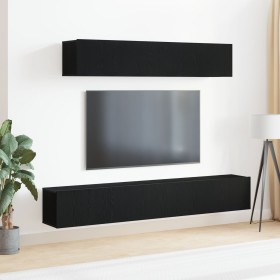 Conjunto de 4 piezas de mueble de TV , madera elaborada negra de , Muebles TV - Ref: Foro24-3333057, Precio: 182,58 €, Descue...