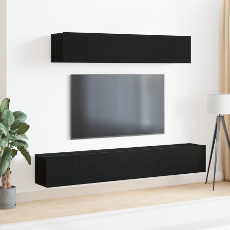 Conjunto de 4 piezas de mueble de TV , madera elaborada negra de , Muebles TV - Ref: Foro24-3333057, Precio: 182,58 €, Descue...