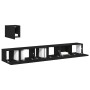 Conjunto de Mueble de TV de 4 Piezas en Roble Negro de Madera Ingenerada de , Muebles TV - Ref: Foro24-3333061, Precio: 154,0...