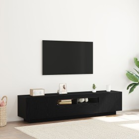 Mueble de TV con luces LED en roble negro de 180x35x40 cm, hecho de madera de , Muebles TV - Ref: Foro24-3333062, Precio: 140...