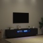 Mueble de TV con luces LED en roble negro de 180x35x40 cm, hecho de madera de , Muebles TV - Ref: Foro24-3333062, Precio: 140...