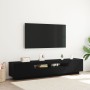 mueble para TV con luces LED en roble negro, 200x35x40 cm, madera de calidad de , Muebles TV - Ref: Foro24-3333063, Precio: 1...