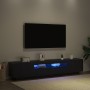 mueble para TV con luces LED en roble negro, 200x35x40 cm, madera de calidad de , Muebles TV - Ref: Foro24-3333063, Precio: 1...