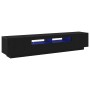 mueble para TV con luces LED en roble negro, 200x35x40 cm, madera de calidad de , Muebles TV - Ref: Foro24-3333063, Precio: 1...