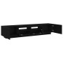 mueble para TV con luces LED en roble negro, 200x35x40 cm, madera de calidad de , Muebles TV - Ref: Foro24-3333063, Precio: 1...