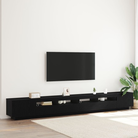 Mueble de TV con luces LED, Negro Roble, 300x35x40 cm, Madera Compuesta de , Muebles TV - Ref: Foro24-3333065, Precio: 222,66...