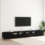 Mueble de TV con luces LED, Negro Roble, 300x35x40 cm, Madera Compuesta de , Muebles TV - Ref: Foro24-3333065, Precio: 222,66...