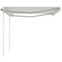 Toldo retráctil automático con postes crema 4x3 m de vidaXL, Toldos - Ref: Foro24-3069947, Precio: 726,18 €, Descuento: %